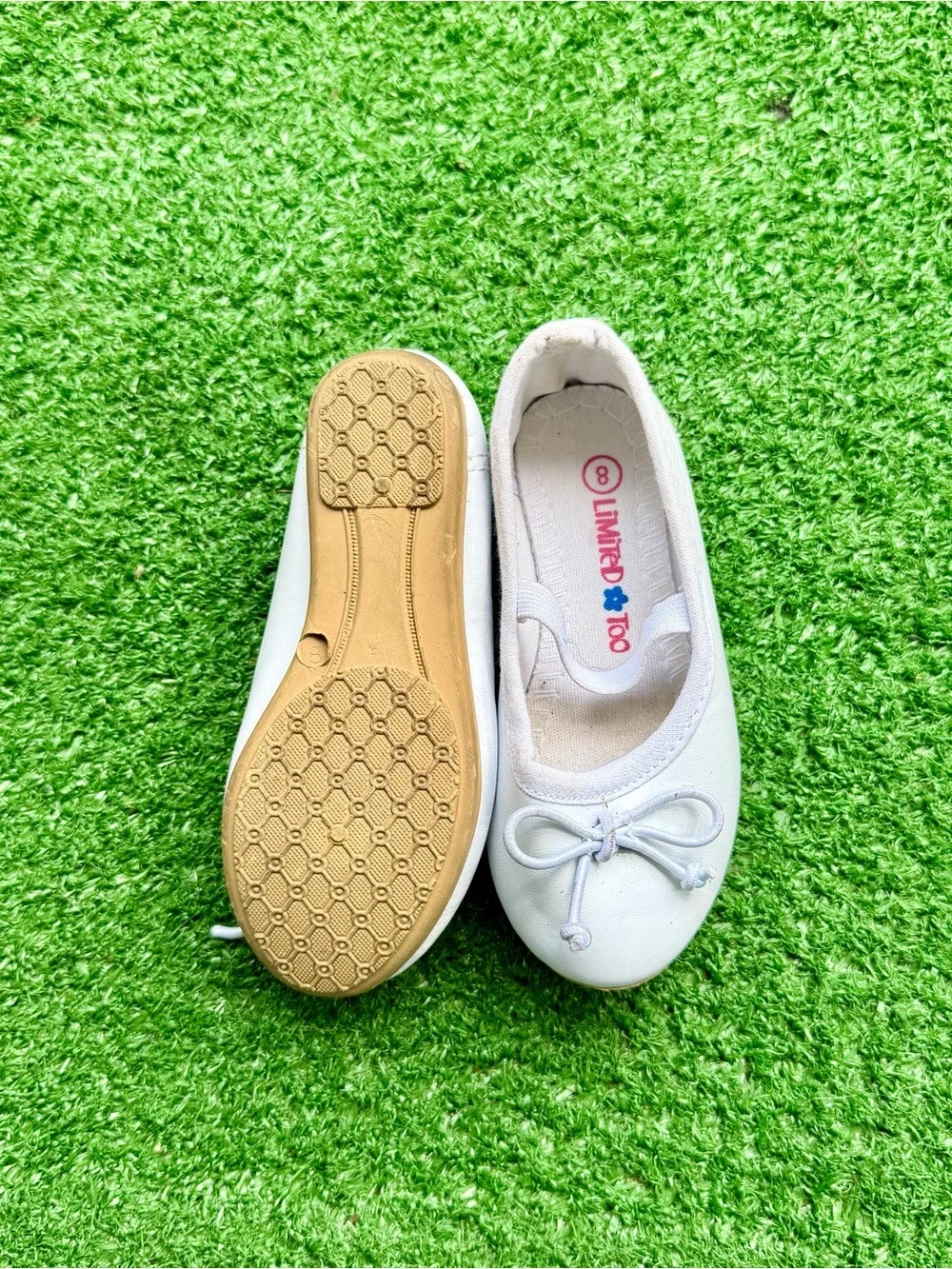 Limited Too White Faux Leather Elastic Strap Ballet Flats Toddler 8